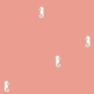 Seahorses on Coral Cotton Lycra Knit