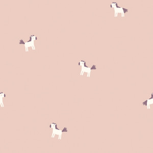 Mini Horses on Pale Pink Cotton Lycra Knit Mini Horses on Pale Pink Cotton Lycra Knit