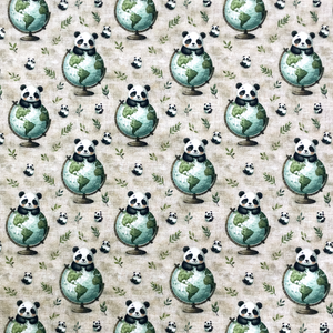Pandas & Globes Cotton Lycra Knit