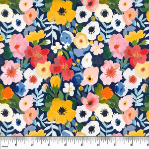 Custom Joyful Floral on Navy Brushed French Terry Custom Joyful Floral on Navy Brushed French Terry