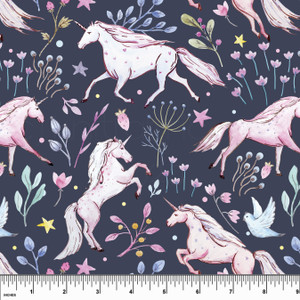 Custom Unicorns on Dusk Cotton Lycra Knit Custom Unicorns on Dusk Cotton Lycra Knit