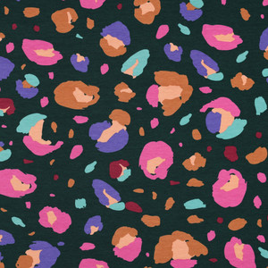 Animal Print on Dark Green Organic Cotton Lycra Knit