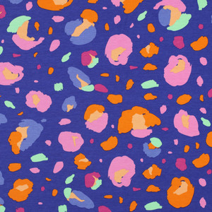 Animal Print on Blue Organic Cotton Lycra Knit