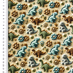 Faux Knitted Dinos Cotton Lycra Knit Faux Knitted Dinos Cotton Lycra Knit