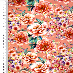Oriental Floral on Pink Cotton Lycra Knit