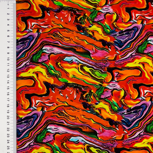 Red Abstract Swirl Cotton Lycra Knit