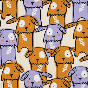 Sweet Puppy Dogs on Cream Cotton Lycra