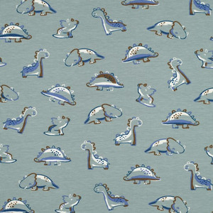 Dino Doodle on Organic Sage Cotton Lycra Knit