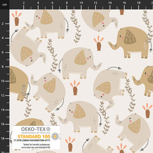 Stof Fabrics Elephants on Cream Cotton Lycra Knit