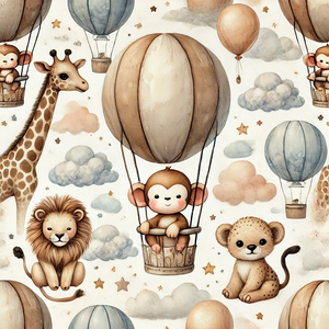 Safari Hot Air Balloons Cotton Lycra Knit