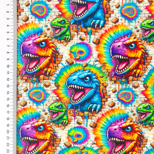 Rainbow Dino Smash Cotton Lycra Knit