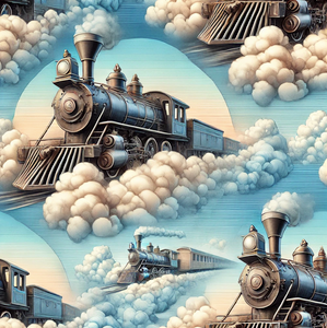 Steam Trains Cotton Lycra Knit