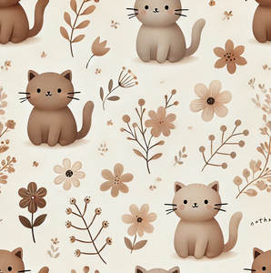 Tan Kitty Floral Cotton Lycra Knit