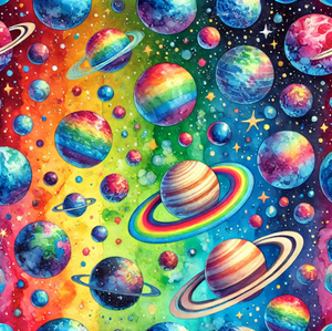 Rainbow Planets Cotton Lycra Knit