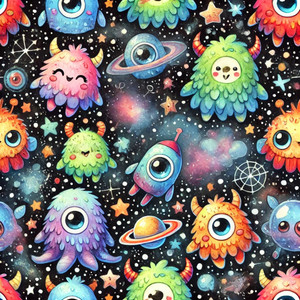 Space Monsters Cotton Lycra Knit