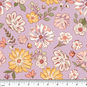 Custom Cottage Floral on Light Purple Cotton Lycra Knit