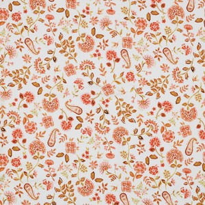 Paisley Floral on White Cotton Lycra Knit