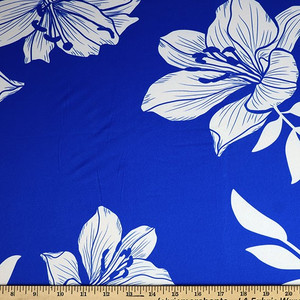 Large Scale Floral on Royal Blue Double Brushed Poly Large Scale Floral on Royal Blue Double Brushed Poly