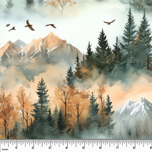 Custom Foggy Fall Forest Cotton Lycra Knit Custom Foggy Fall Forest Cotton Lycra Knit