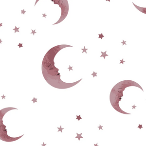 Dusty Pink Moon & Stars Cotton Lycra Knit