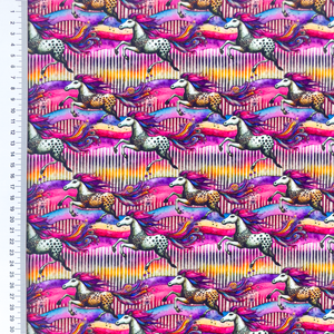 Abstract Rainbow Horses Cotton Lycra Knit