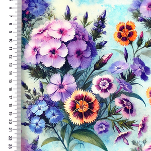 Pansies on Blue Viscose Lycra