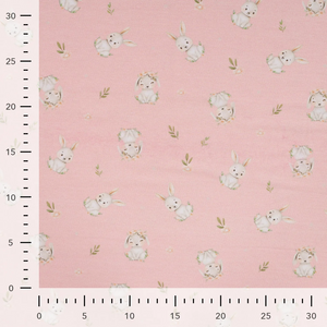 Bunnies on Light Pink Bamboo Cotton Lycra Knit