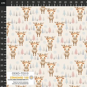 Stof Fabrics Winter Deer on Cream Cotton Lycra Knit