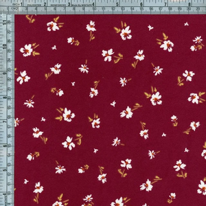 Mini Tossed Floral on Burgundy Double Brushed Poly