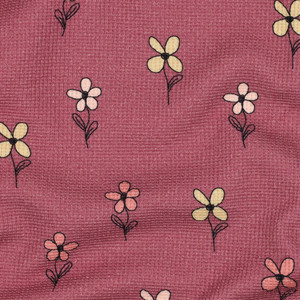 Floral on Mauve Cotton Lycra Waffle Knit Floral on Mauve Cotton Lycra Waffle Knit