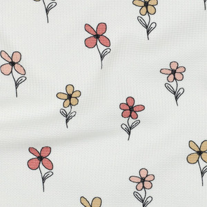Sunshine Floral on White Cotton Lycra Waffle Knit
