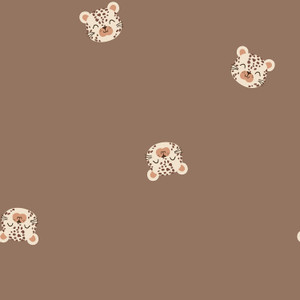 Leopard Faces on Dark Tan Cotton Lycra