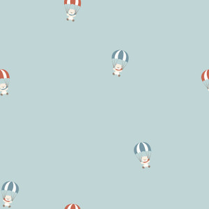 Parachute Bears on Mint Cotton Lycra