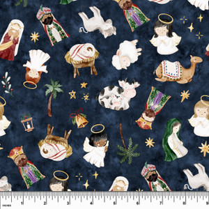 Custom Nativity on Navy Cotton Lycra Knit