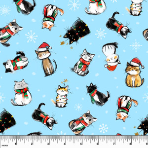 Custom Christmas Cats Cotton Lycra Knit
