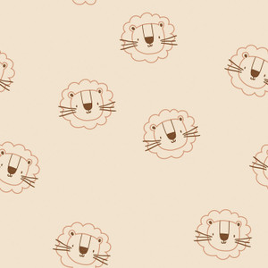 Lion Faces on Cream French Terry
