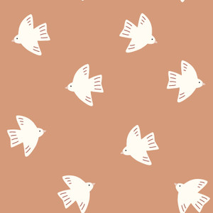 Birds on Caramel French Terry