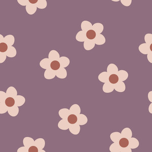 Dusty Pink Floral on Dark Lilac French Terry Dusty Pink Floral on Dark Lilac French Terry