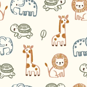 Safari Doodles on Ivory French Terry