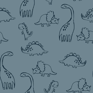 Dinosaur Doodles on Blue French Terry Dinosaur Doodles on Blue French Terry