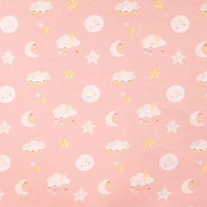 Clouds on Blush Bamboo Cotton Lycra Knit