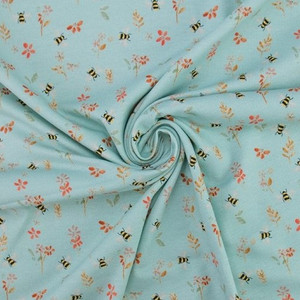 Busy Bees on Blue Cotton Lycra