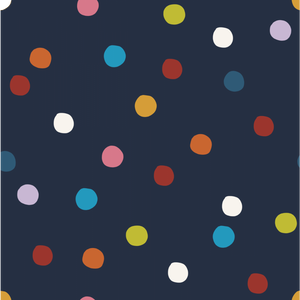 Multi Polka Dot on Navy Cotton Lycra Knit