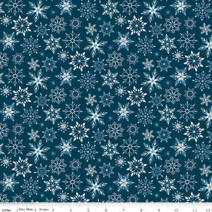 Riley Blake Winter Magic Snowflakes Navy Blue Quilting Cotton Riley Blake Winter Magic Snowflakes Navy Blue Quilting Cotton