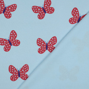 Butterflies on Light Blue Heavy Sweatshirt Fleece