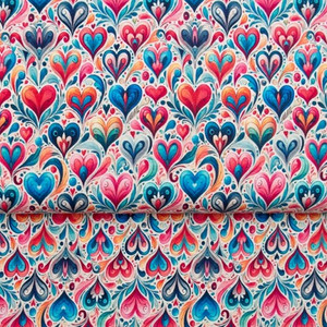 Abstract Hearts Brushed French Terry