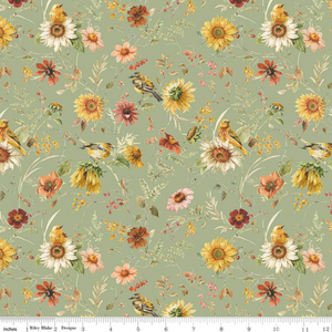 Riley Blake Sunflower Whispers Prairie Green Quilting Cotton Riley Blake Sunflower Whispers Prairie Green Quilting Cotton
