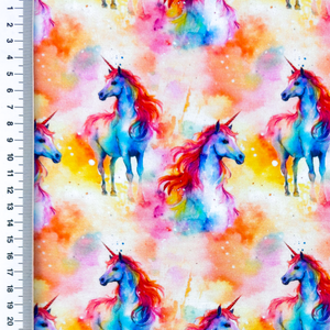 Unicorns on Rainbow Tie Dye Cotton Lycra Knit