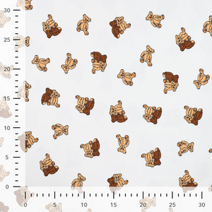 Teddy Bears on White Cotton Lycra Knit