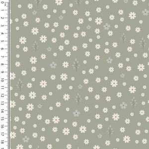 Calico Floral on Sage Cotton Lycra Knit